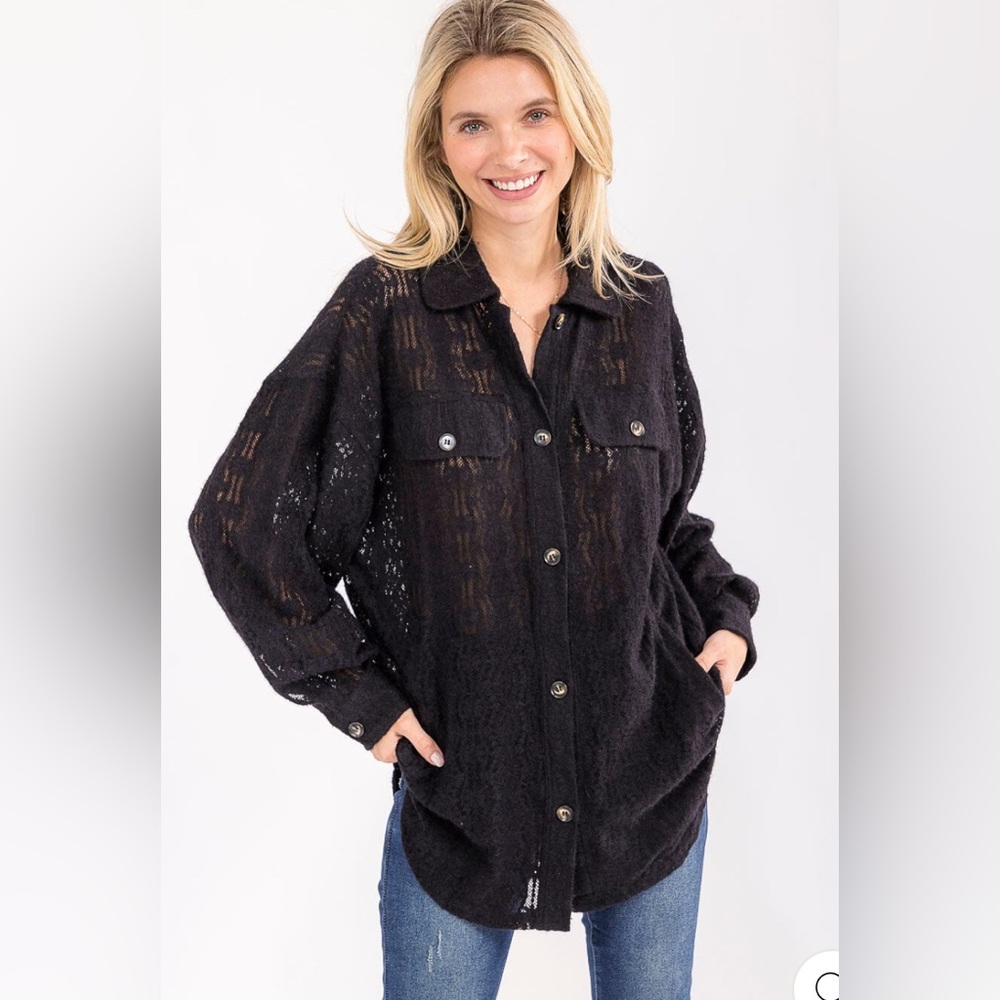 Bibi Black Sheer Blouse NWT